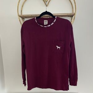 PINK Victoria's Secret Maroon Long Sleeve Tee